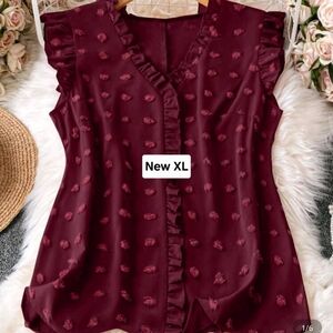 Elegant Burgundy Ruffle Blouse